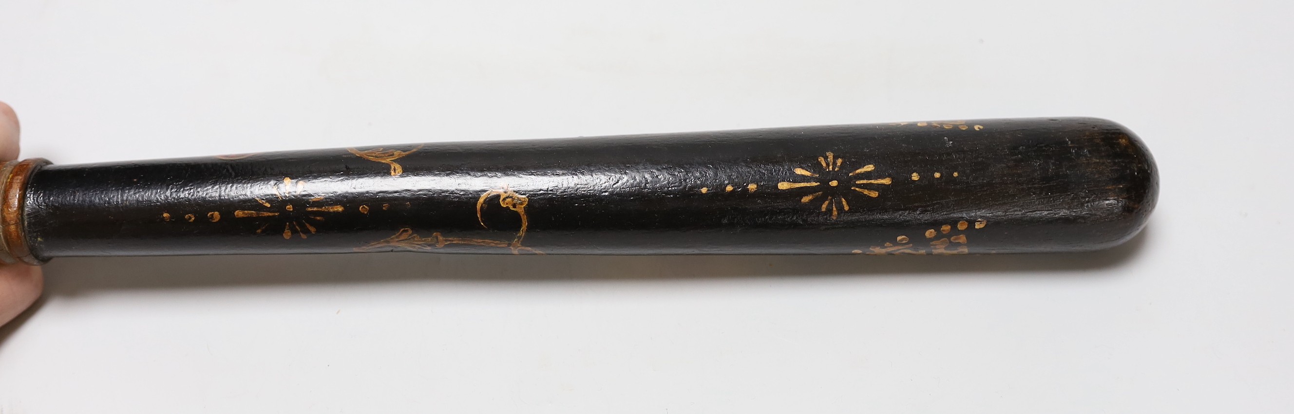 A Victorian painted constable's truncheon, 46cm long